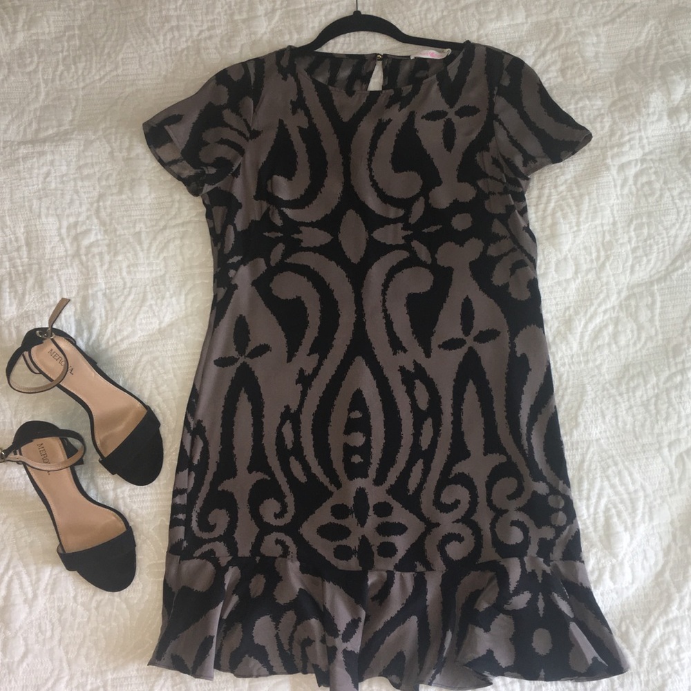 Alice & Trixie silk black and cream brûlée tribal